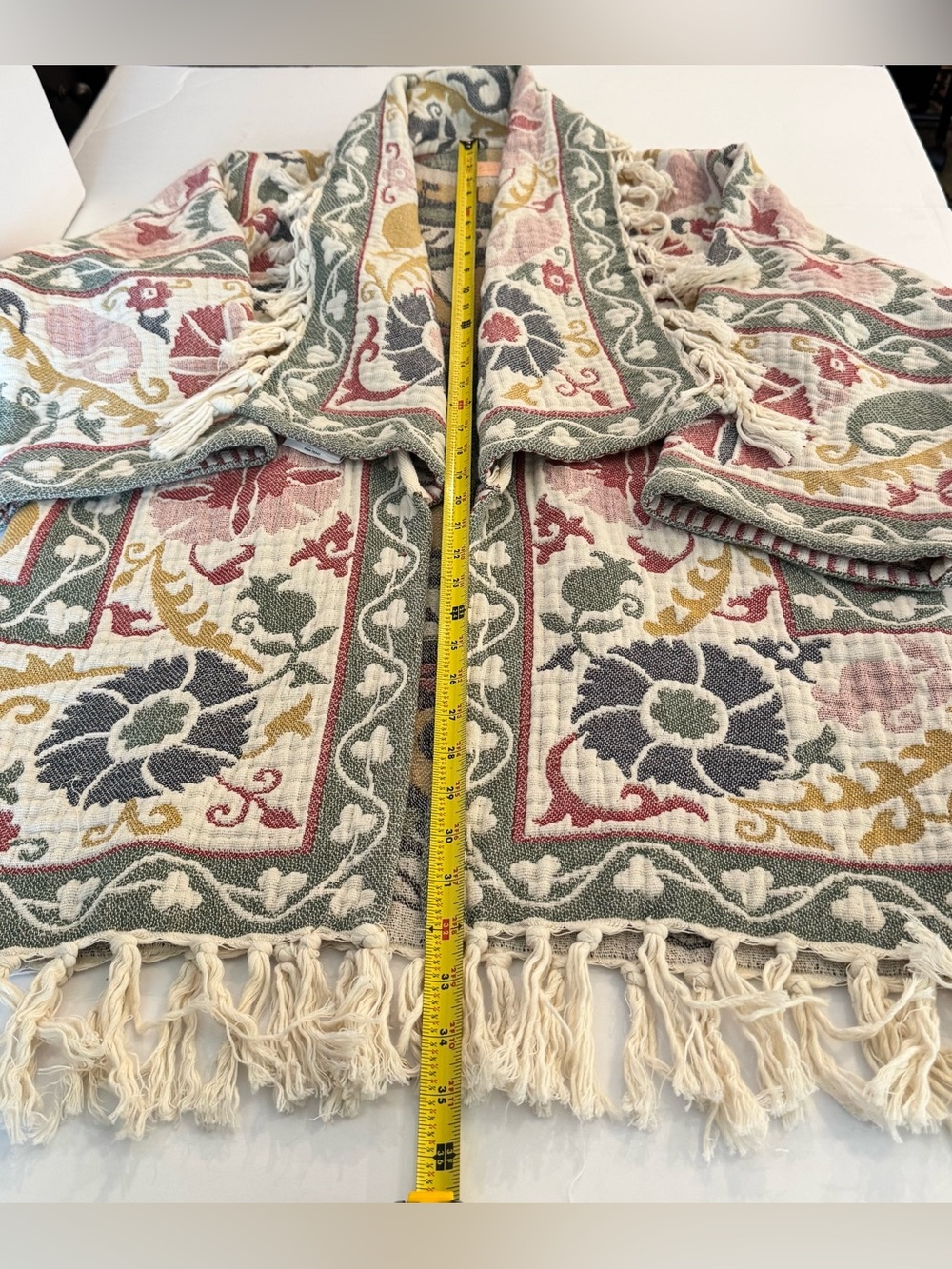 Oversized Floral Fringe Open-Front Women’s Sweater Cardigan - Picture 13 of 16